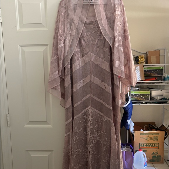 Pink Lace Dress with Shawl - Picture 2 of 6